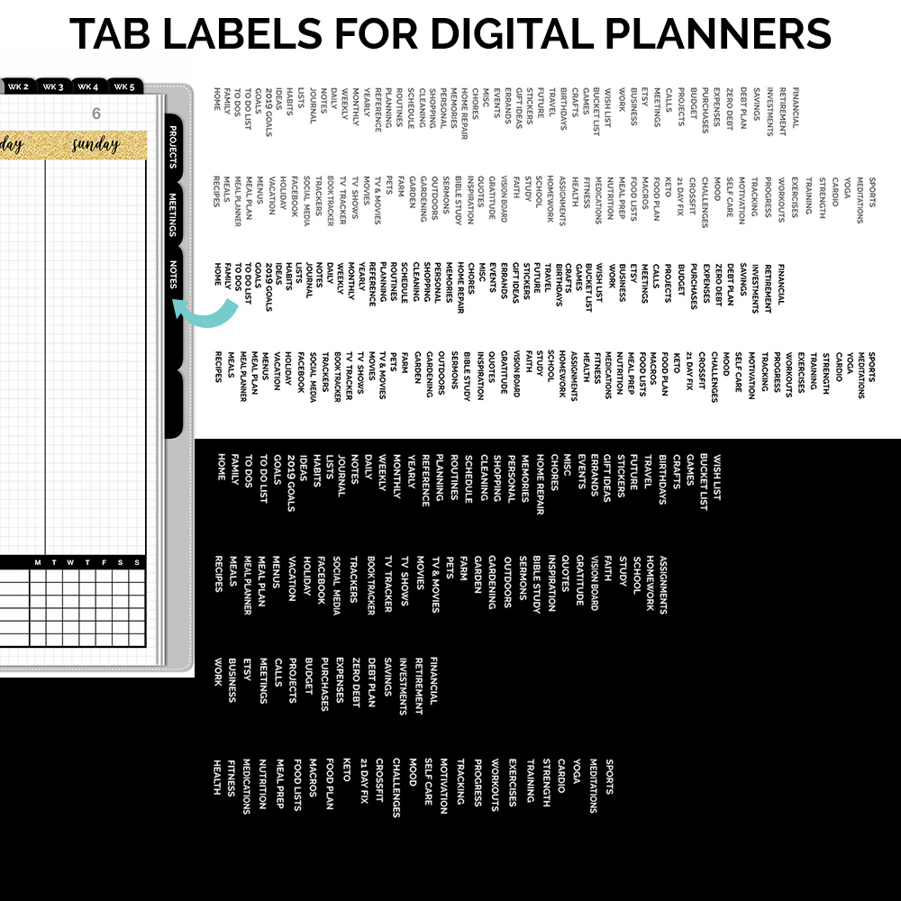 Digital Planner Tab Labels Freebie | @DigiPlannerCentral