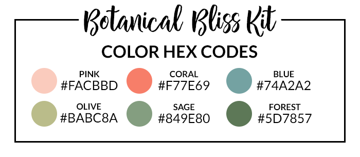 Botanical Bliss Sticker Set Hex Codes