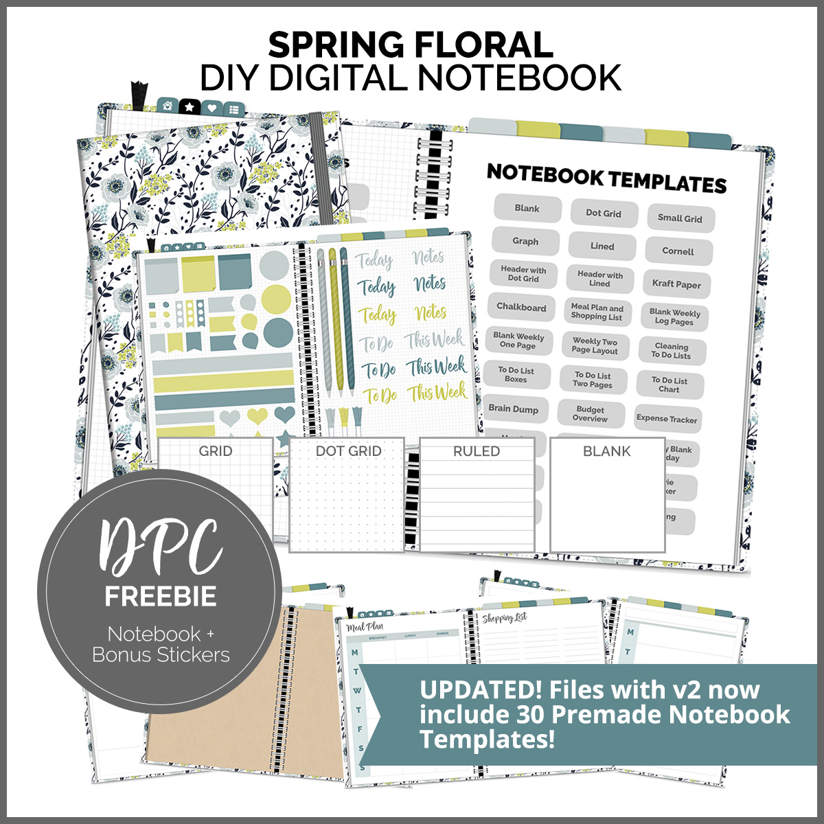 Digital Notebook Freebie - Spring Floral | @DigiPlannerCentral