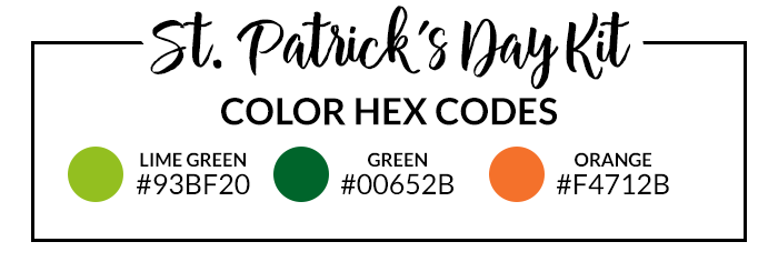 St. Patrick's Day Sticker Set Hex Codes