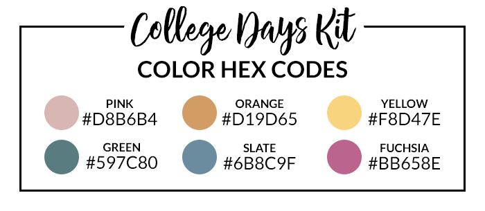 College Days Hex Codes
