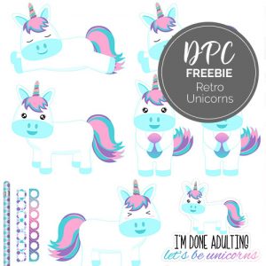 Retro Unicorn Digital Sticker Freebie | @DPCDigitals