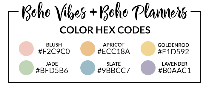 Boho Vibes Hex Codes