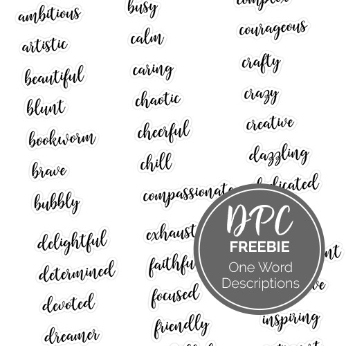 FREEBIE: One Word Descriptions | DPC Digitals