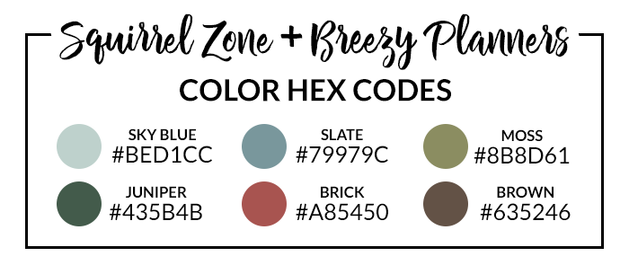 Squirrel Zone and Breezy Hex Codes