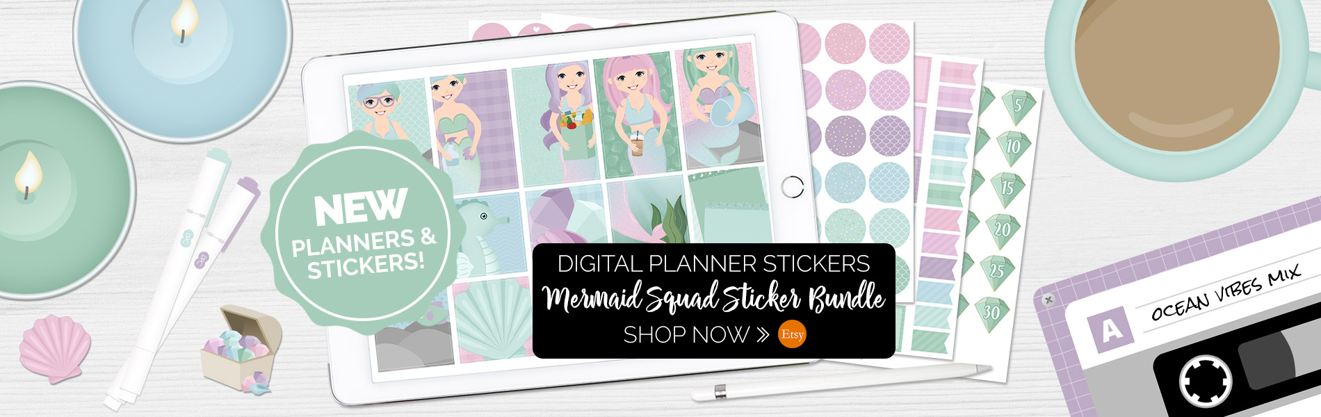 Mermaid Squad Digital Planner Stickers | @DPCDigitals