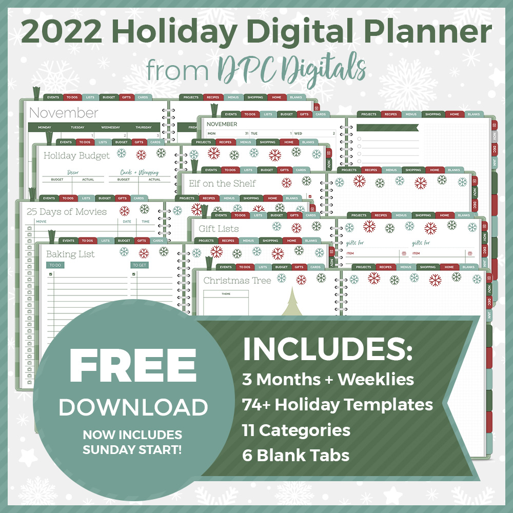 FREE 2022 Holiday Digital Planner Download | @DPCDigitals