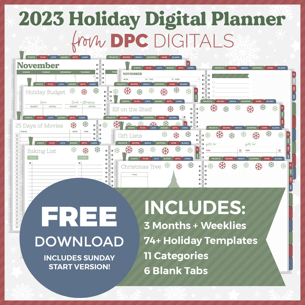 FREEBIE 2023 Holiday Digital Planner Download | @DPCDigitals