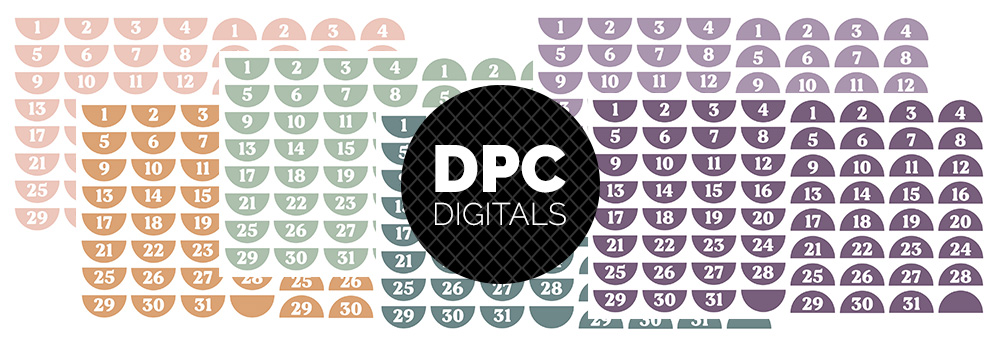 Mystic Half Circle Dates Digital Sticker Set | @DPCDigitals