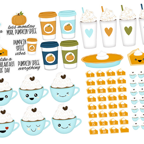 Pumpkin Spice Digital Sticker Set