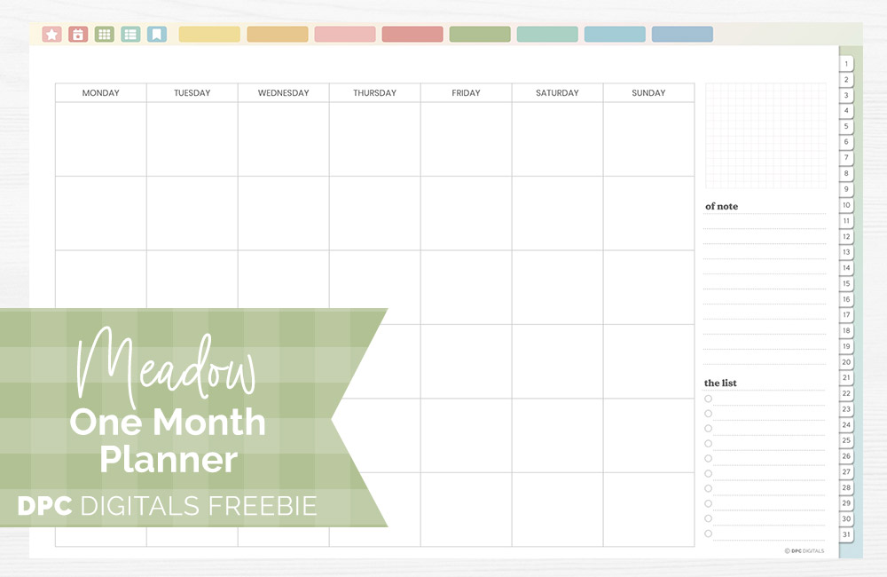 DPC Digitals | March Meadow Theme One Month Digital Planner Freebie