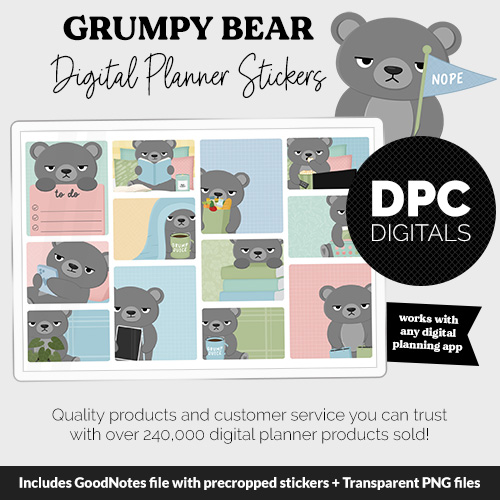 Grumpy Bear Digital Stickers | Meadow Theme @DPCDigitasl