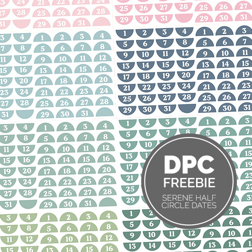 Serene Half Circle Dates Digital Sticker Set | @DPCDigitals