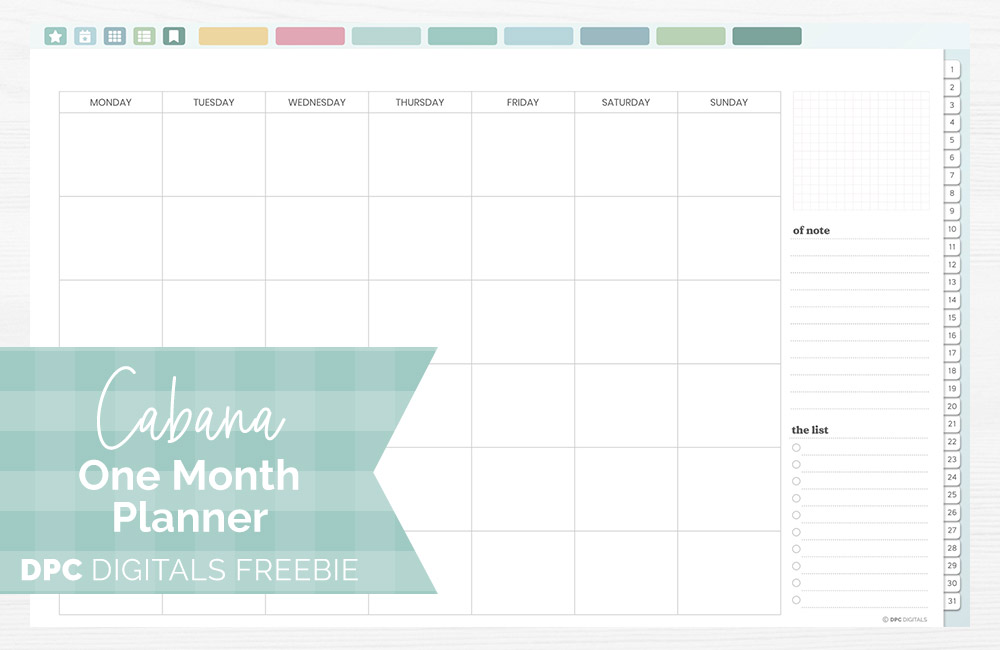 DPC Digitals | June Cabana Theme One Month Digital Planner Freebie