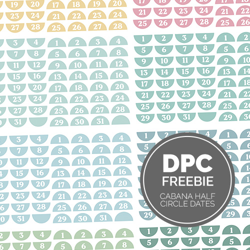 Cabana Half Circle Dates Digital Sticker Set | @DPCDigitals