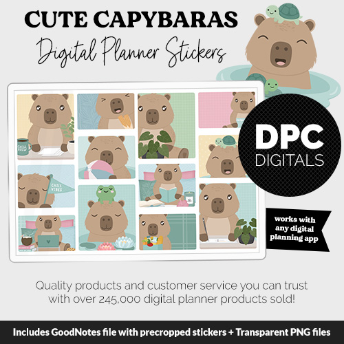 Cute Capybaras Digital Stickers | Cabana Theme @DPCDigitals