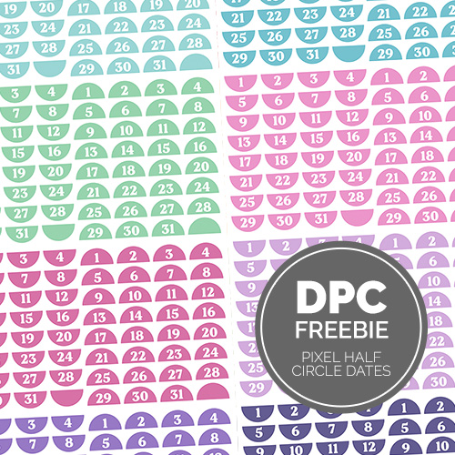 Pixel Half Circle Dates Digital Sticker Set | @DPCDigitals