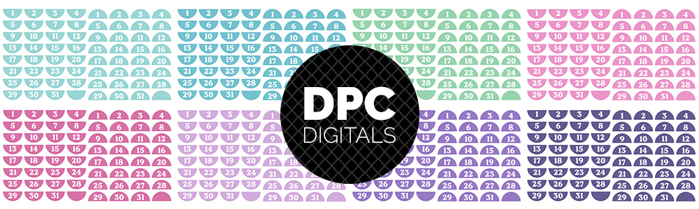 Pixel Half Circle Dates Digital Sticker Set | @DPCDigitals