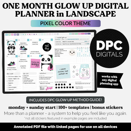 Pixel One Month Glow Up Digital Planner | Pixel Theme @DPCDigitals