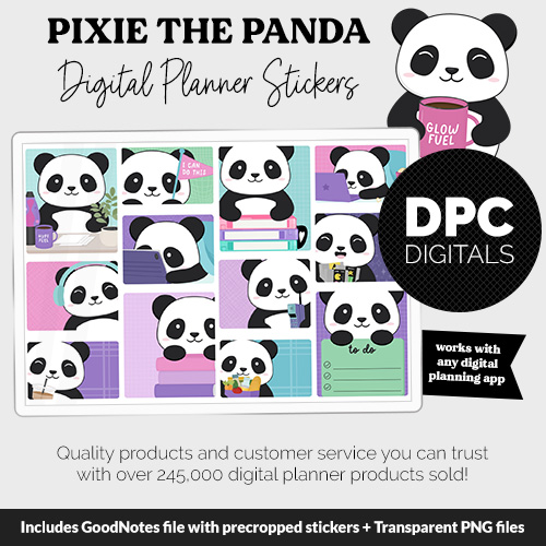 Pixie the Panda Digital Stickers | Pixel Theme @DPCDigitals