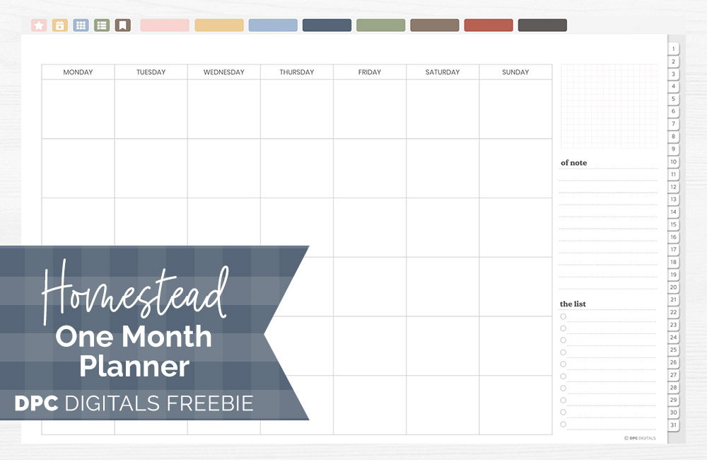 DPC Digitals | September Homestead Theme One Month Digital Planner Freebie