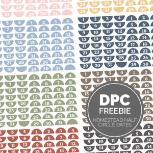 Homestead Half Circle Dates Digital Sticker Set | @DPCDigitals