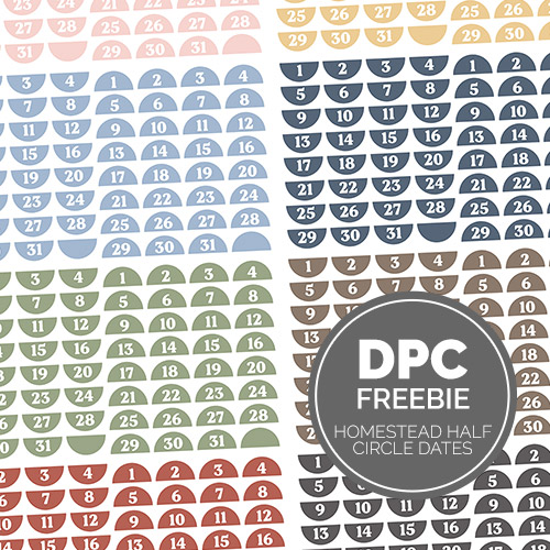Homestead Half Circle Dates Digital Sticker Set | @DPCDigitals