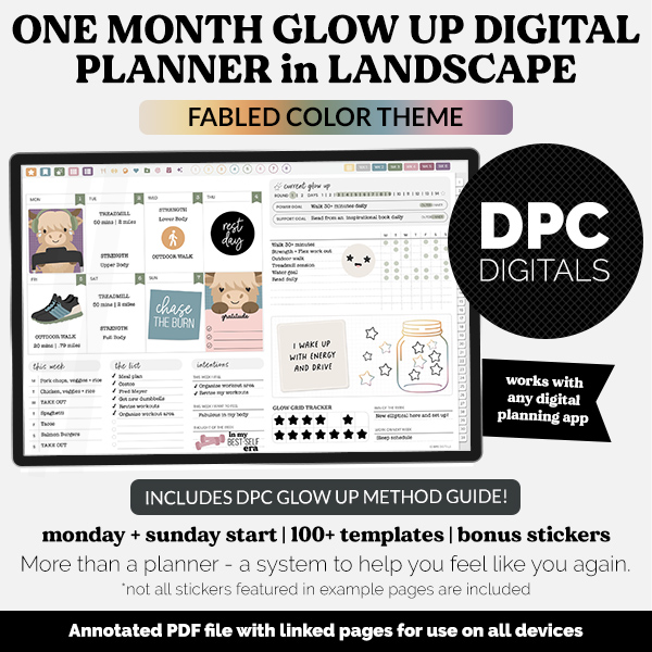 Fabled One Month Glow Up Digital Planner | Fabled Theme @DPCDigitals