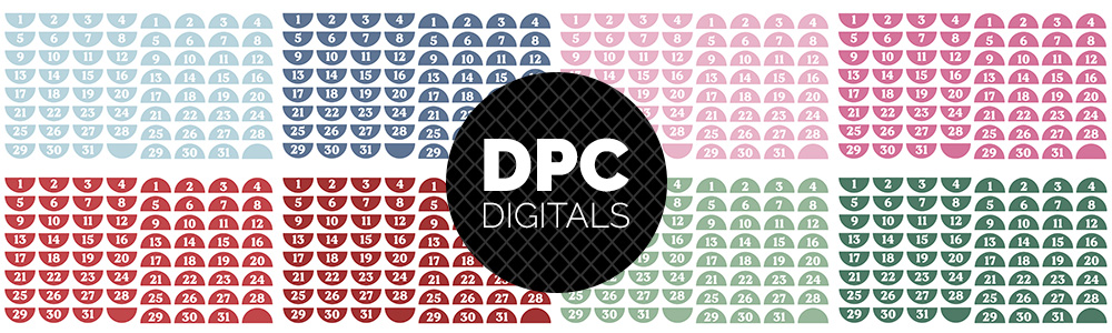 Tinsel Half Circle Dates Digital Sticker Set | @DPCDigitals