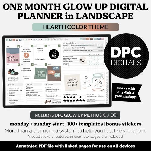 Hearth One Month Glow Up Digital Planner | Hearth Theme @DPCDigitals
