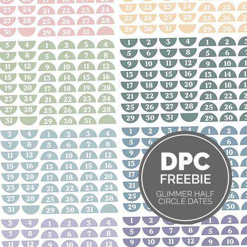 Glimmer Half Circle Dates Digital Sticker Set | @DPCDigitals