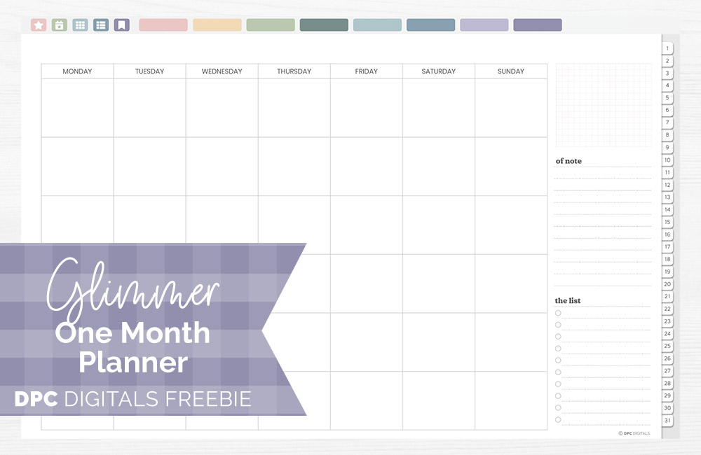 DPC Digitals | January Glimmer Theme One Month Digital Planner Freebie