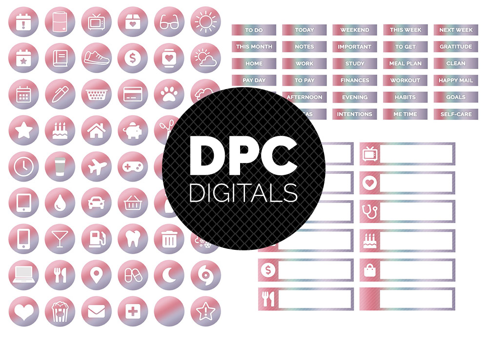 Smitten Ombre Newsletter Digital Sticker Set | @DPCDigitals