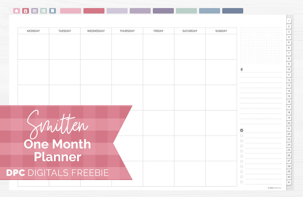 DPC Digitals | February Smitten Theme One Month Digital Planner Freebie