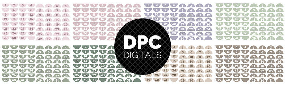 Cafe Half Circle Dates Digital Sticker Set | @DPCDigitals