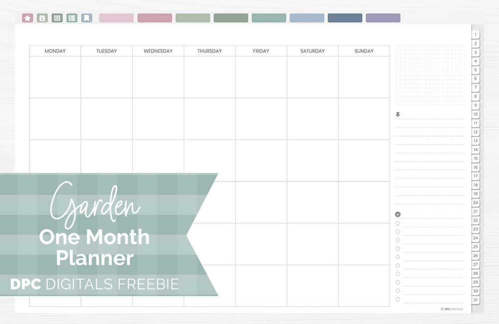 DPC Digitals | April Garden Theme One Month Digital Planner Freebie