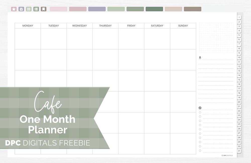 DPC Digitals | March Cafe Theme One Month Digital Planner Freebie