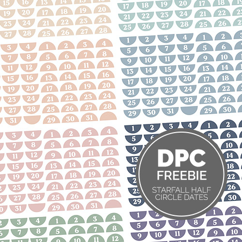 Starfall Half Circle Dates Digital Sticker Set | @DPCDigitals