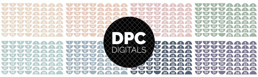 Starfall Half Circle Dates Digital Sticker Set | @DPCDigitals
