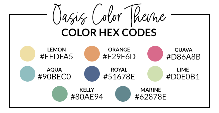 Oasis Hex Codes