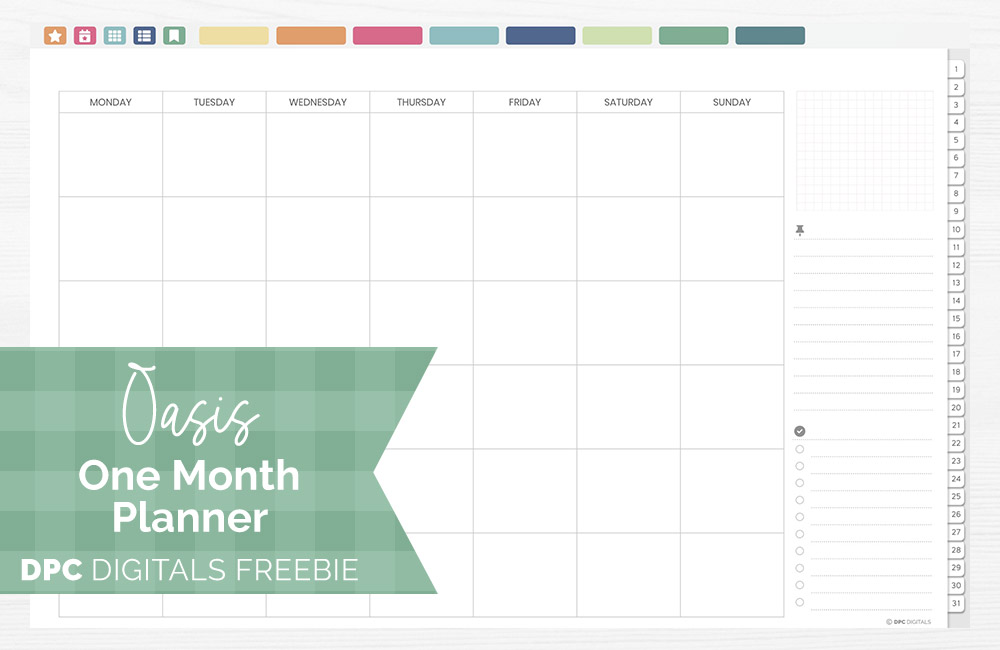 DPC Digitals | June Oasis Theme One Month Digital Planner Freebie